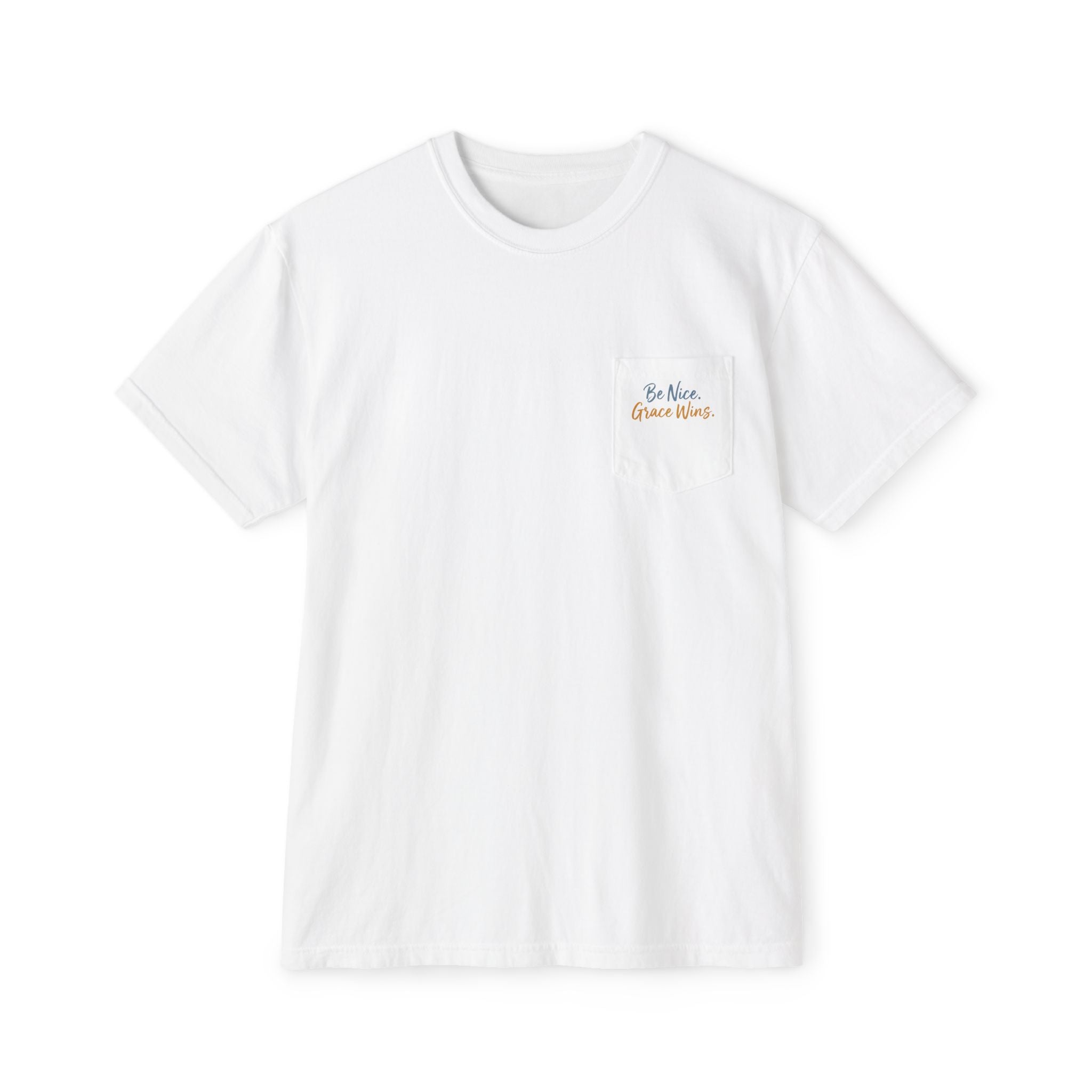 Everyday Pocket Tee in White, front view