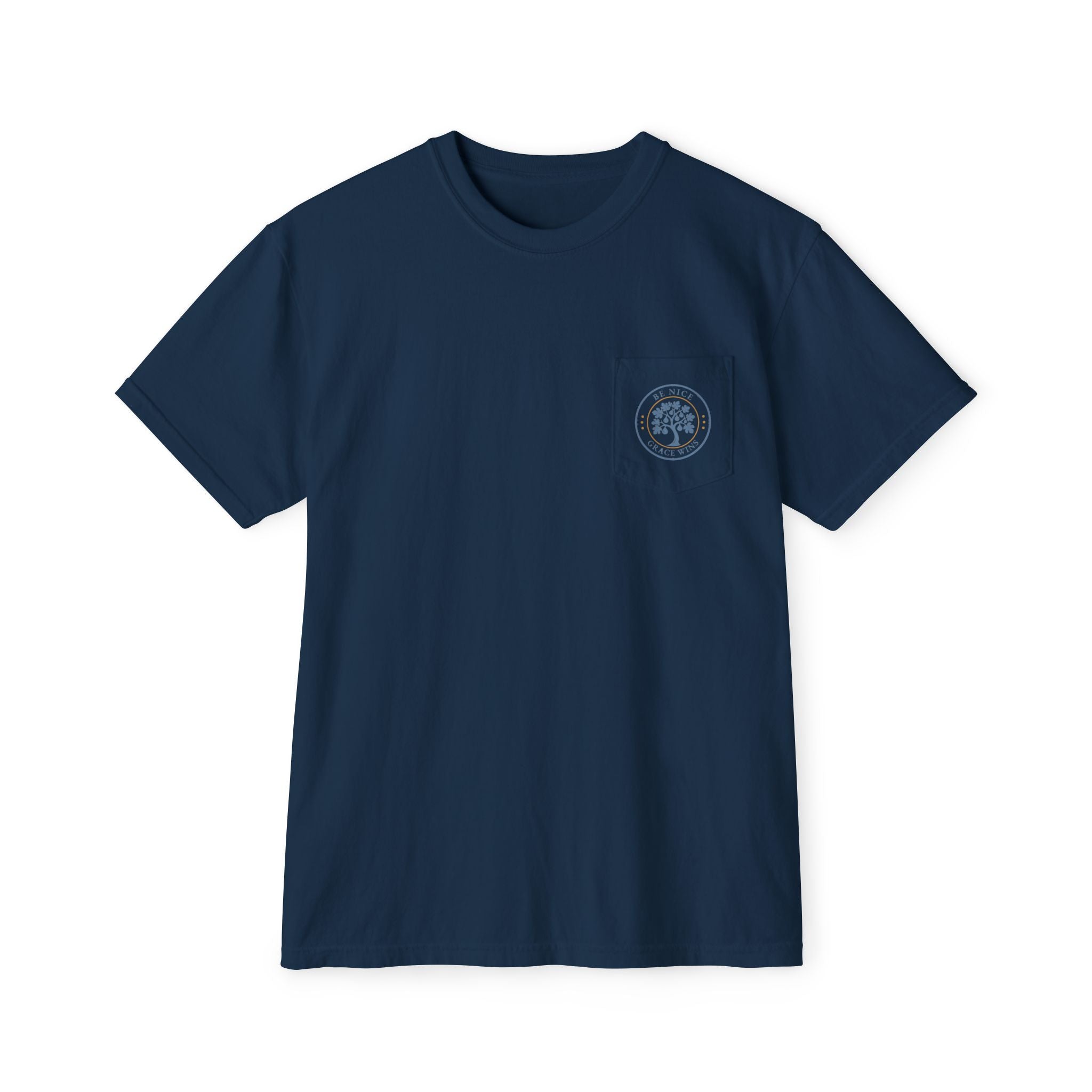 Fig Tree Pocket Tee in Navy, front view