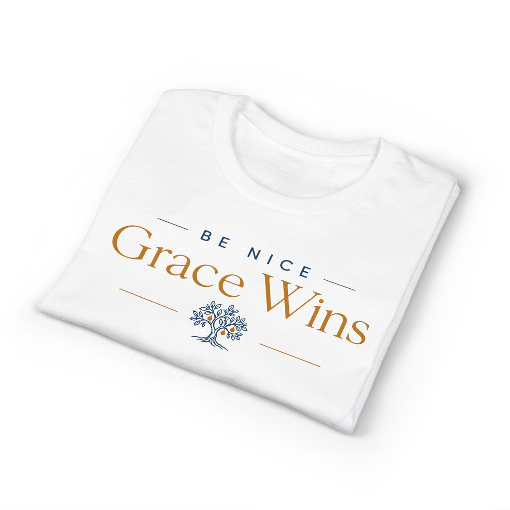 Be Nice Performance Tee in White, folded view