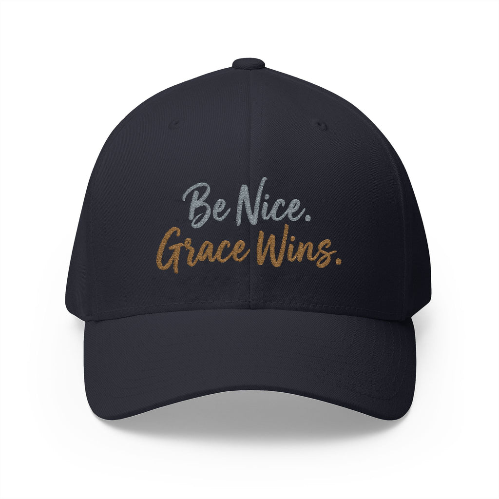 Be Nice Grace Wins Structured Cap in Navy, front view