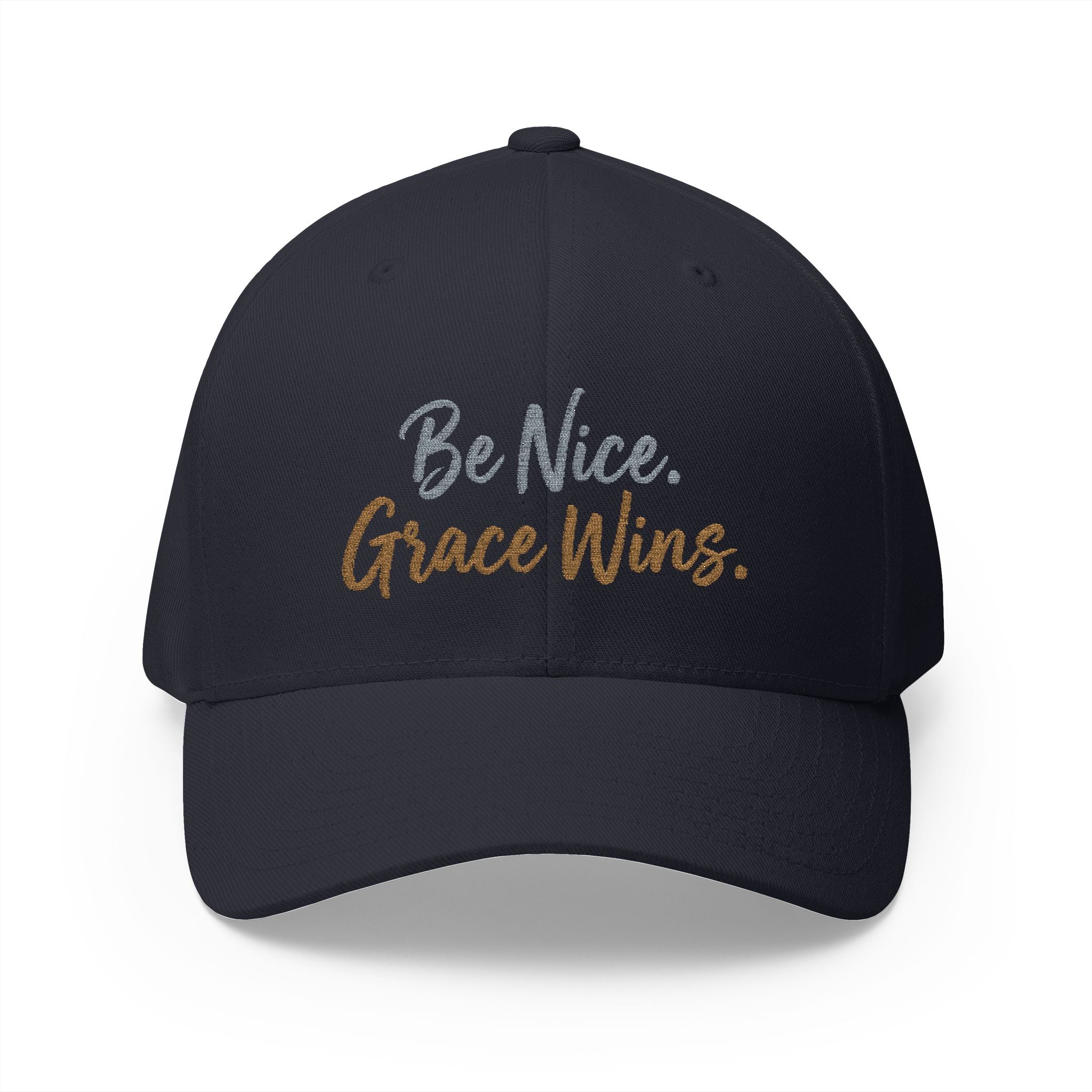 Be Nice Grace Wins Structured Cap in Navy, front view