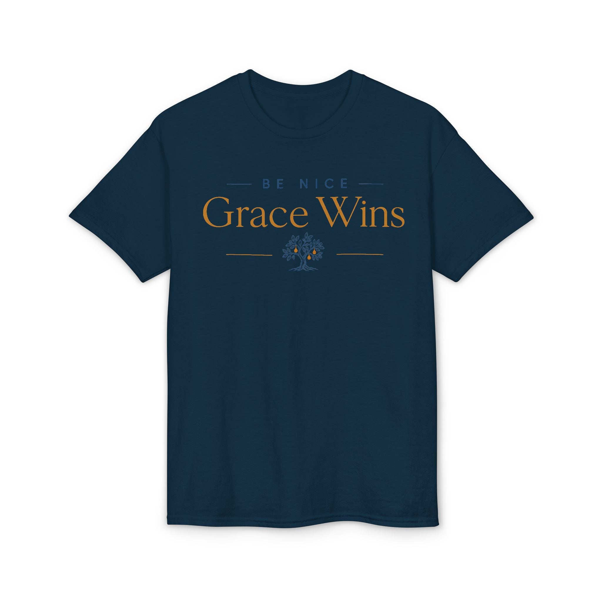 Be Nice Performance Tee in Navy, front view