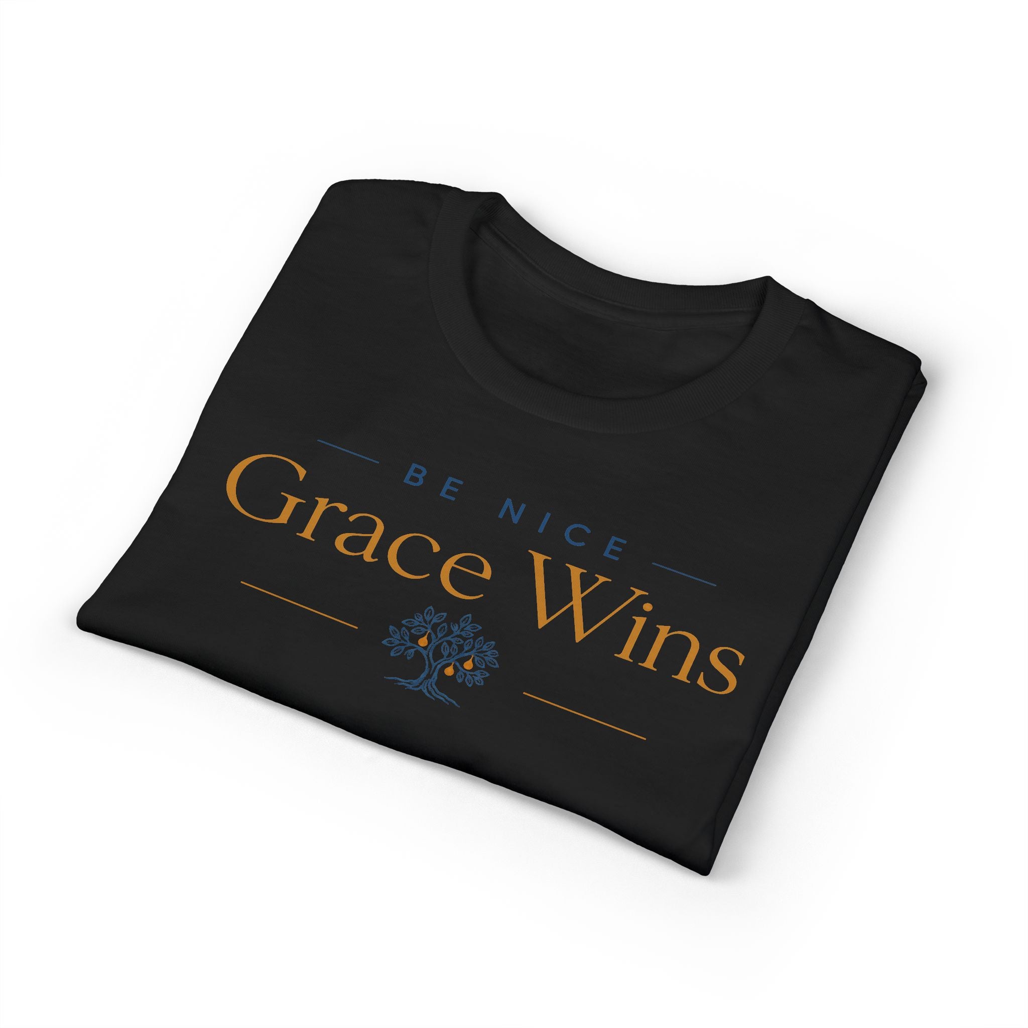 Be Nice Performance Tee in Black, folded view