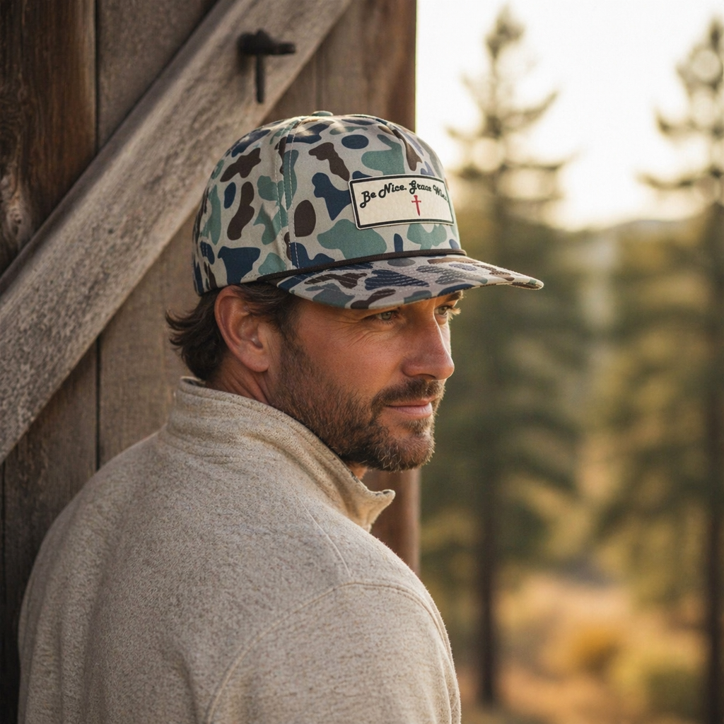 Man wearing the Mallard Duck Edition Hat outdoors