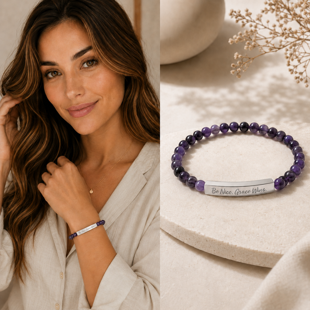 Be Nice Stone Bracelet Sodalite styled on model