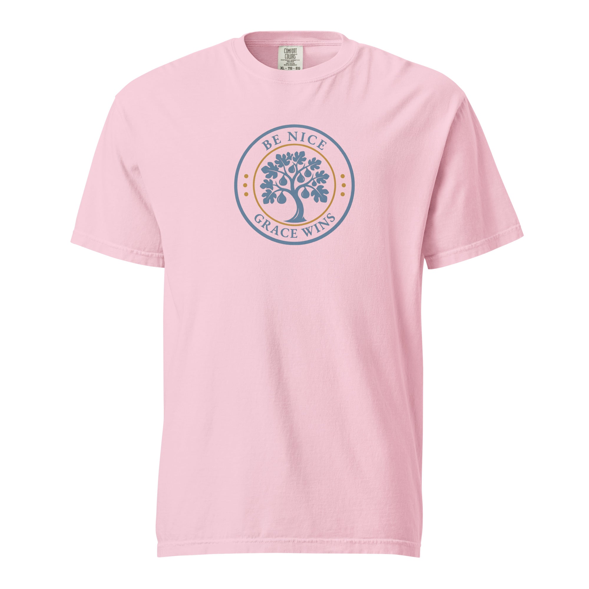 Heritage Badge Tee in Blossom - front view with BNGW fig tree emblem